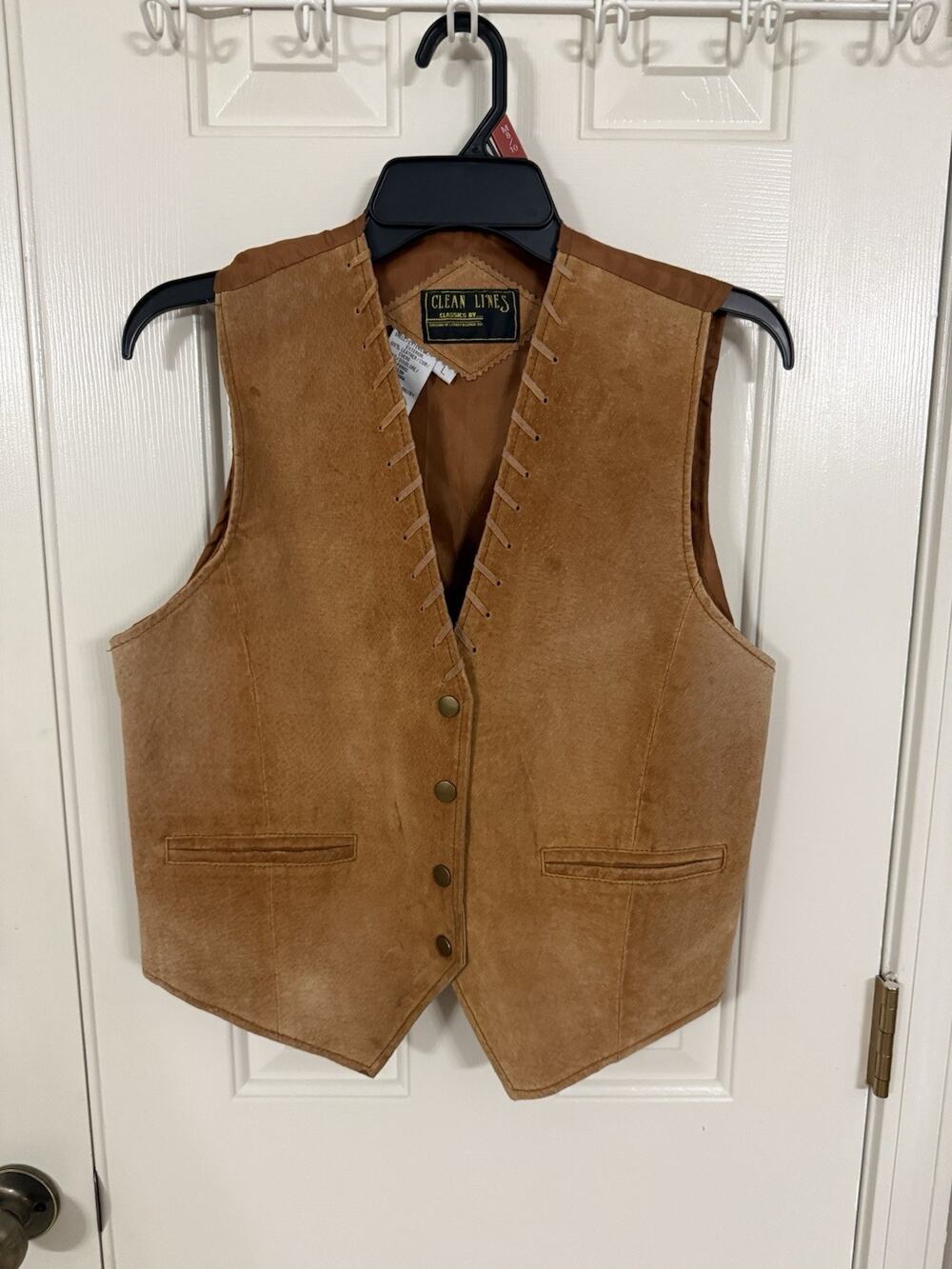 Clean Lines Vintage Western Leather Whipstitch Vest L